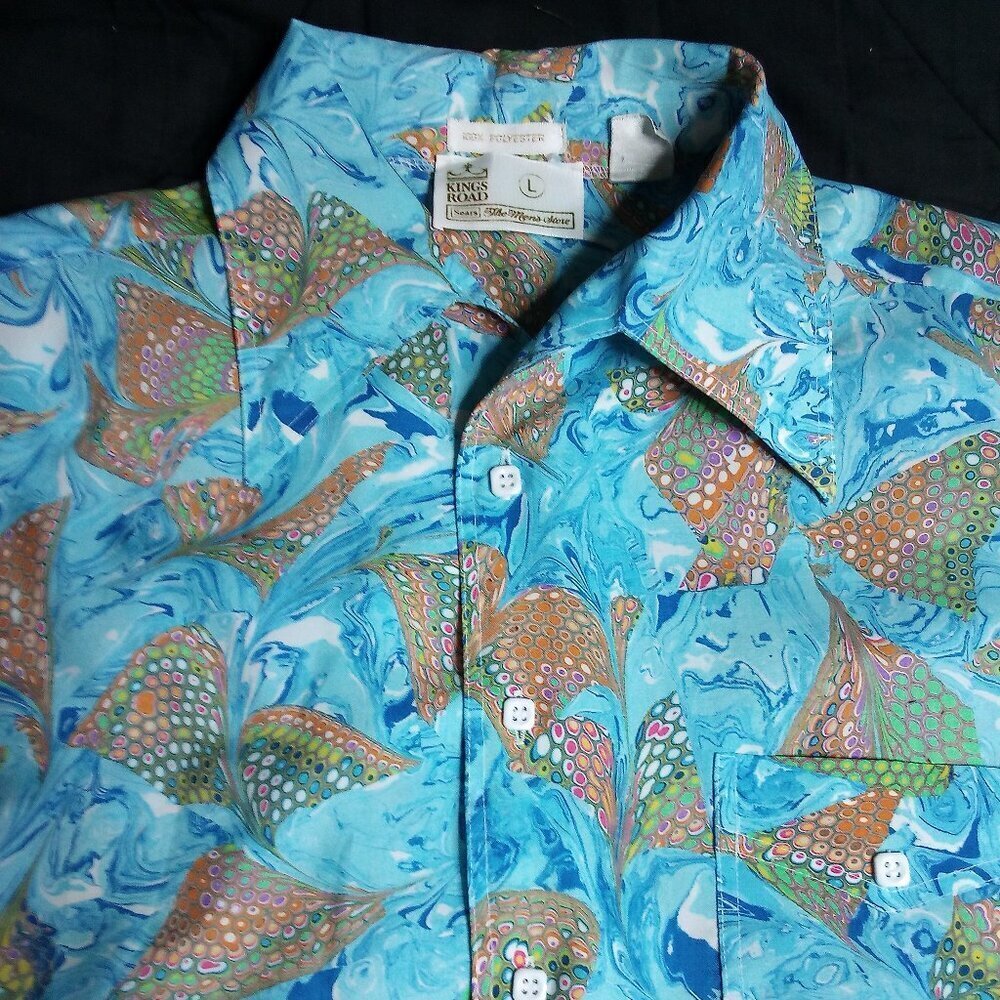 Vintage Sears Kings Road Psychedelic Polyester Disco Shirt